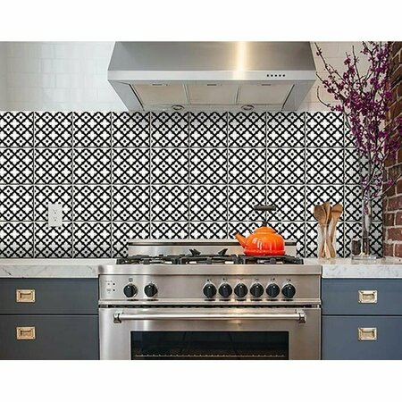 Homeroots 7 x 7 in. Black & White Dia Peel & Stick Removable Tiles 399943